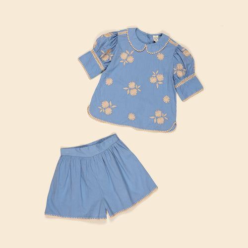 LORETTA SHORT SET - CORNFLOWER