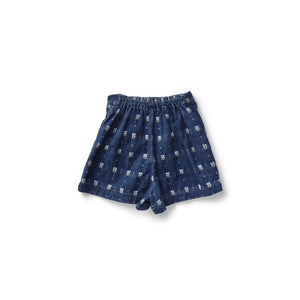 OLIVE SKORT-Embroidered Denim