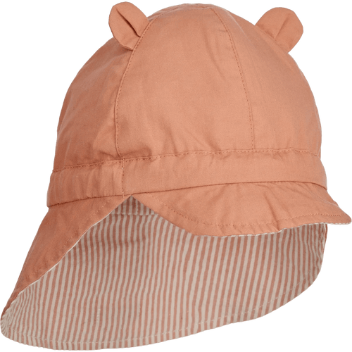 [50%OFF] Gorm reversible seersucker sun hat // Stripe Tuscany rose / Sandy - Stellina