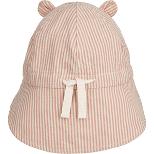 [50%OFF] Gorm reversible seersucker sun hat // Stripe Tuscany rose / Sandy - Stellina