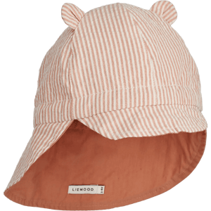 [50%OFF] Gorm reversible seersucker sun hat // Stripe Tuscany rose / Sandy - Stellina