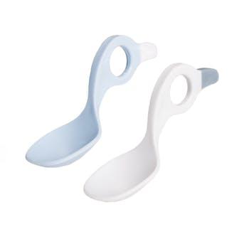 Multi grip spoon white/pastel blue - Stellina