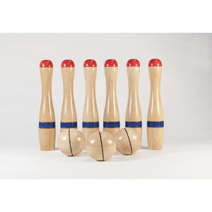 Wooden bowling set with frame - 24 cm - Stellina